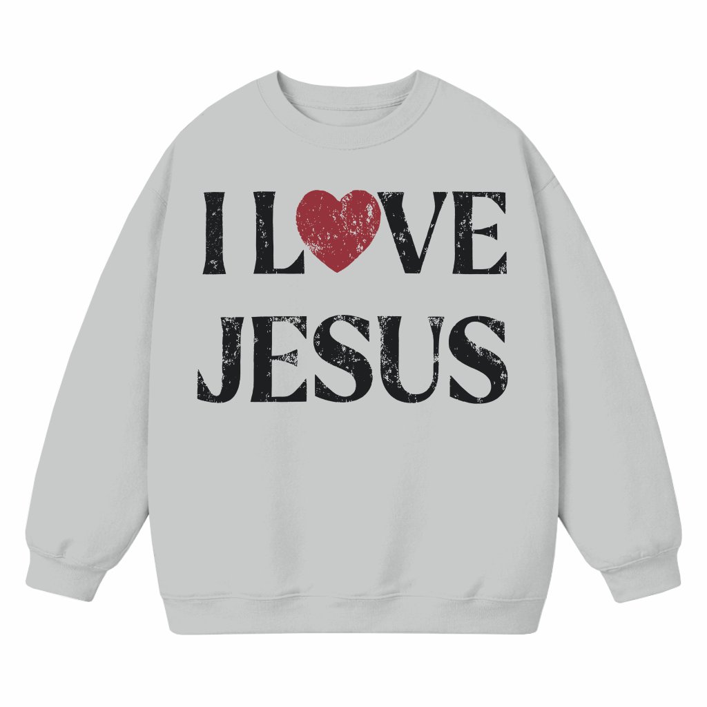 I Love Jesus Sweatshirt – Christian Gift Retro - front view