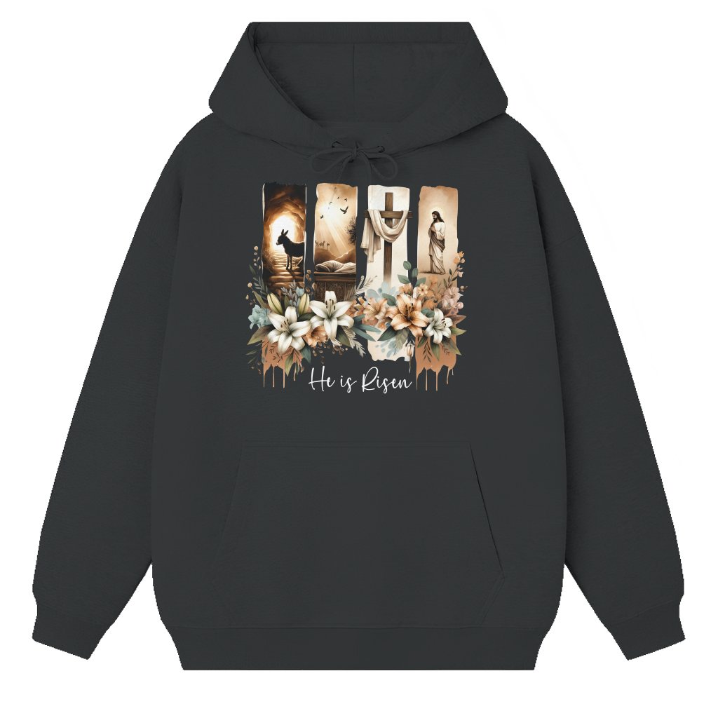 He Is Risen Hoodie – Easter Gift for Christian Brush Stroke Jesus Trendy - front view