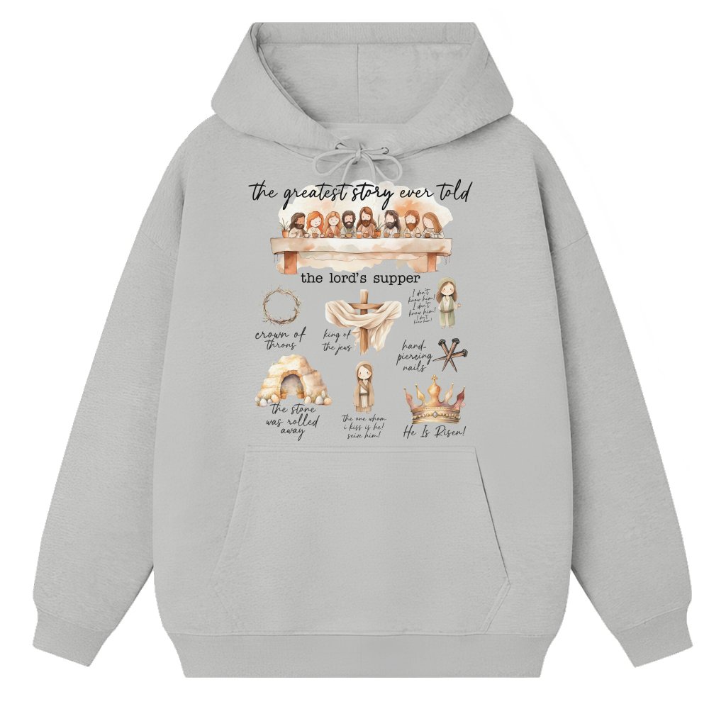 He Is Risen Jesus Story Hoodie – Christian Easter Gift - front view