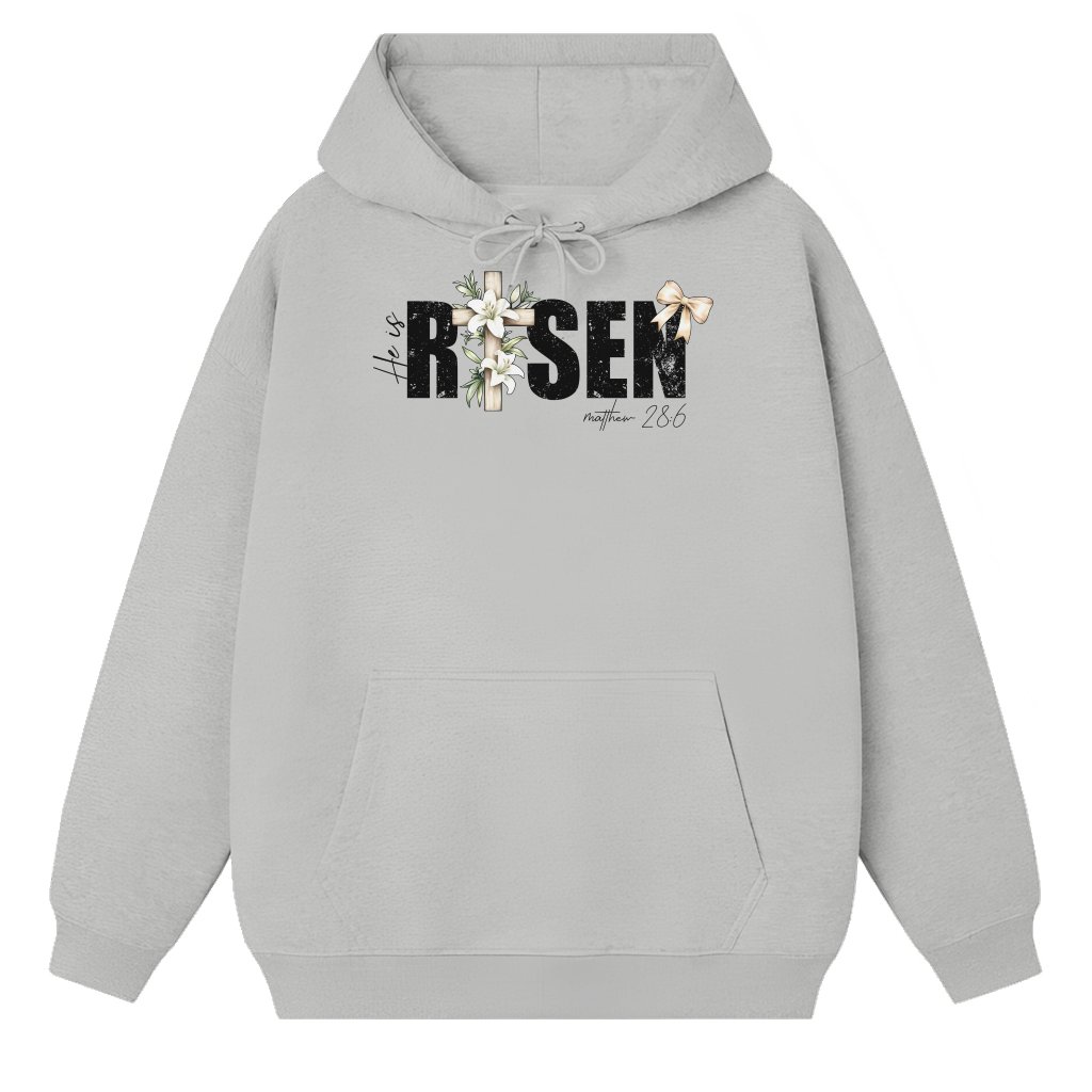 He Is Risen Hoodie – Easter Gift for Christians Trendy - front view