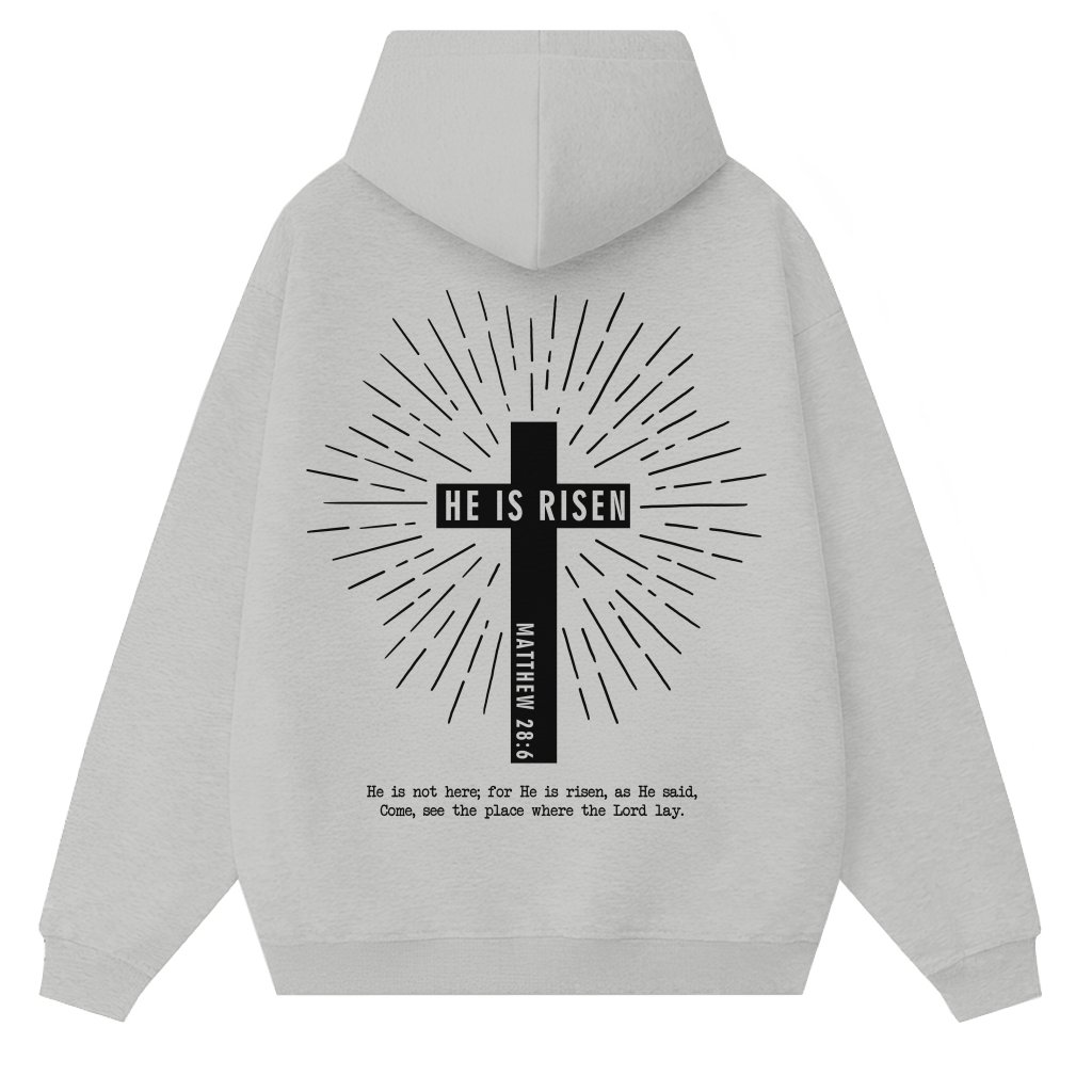 He Is Risen Matthew 28:6 Hoodie – Easter Gift for Christian - front view