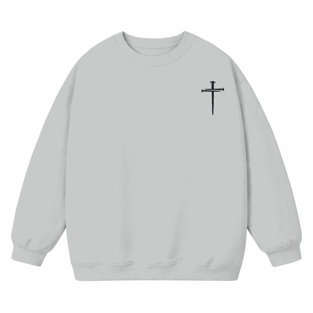 Christian Jesus Three Nails Cross Sweatshirt – Religious Gift Minimalist - front view