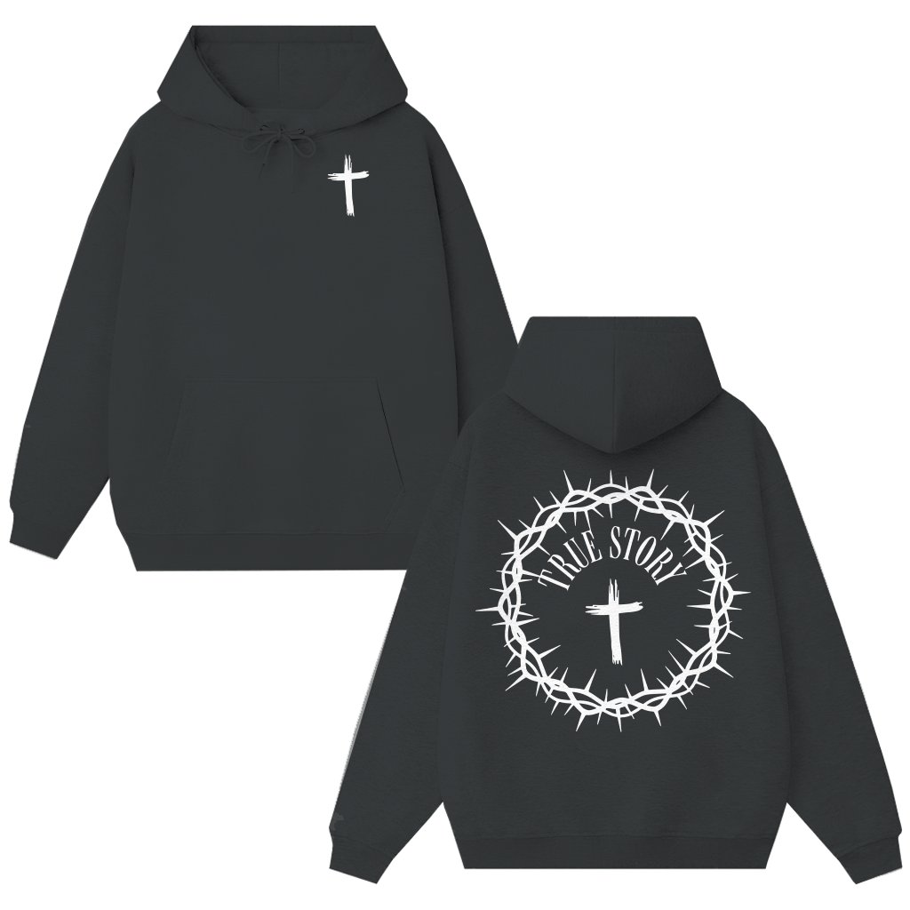 Crown of Thorns Cross Hoodie – Christian Gift for Believers - front view