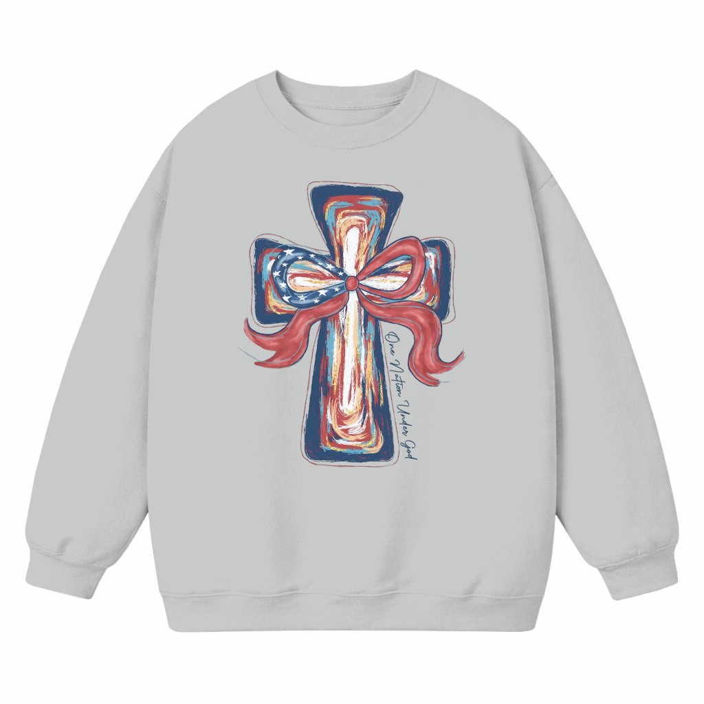 One Nation Under God Sweatshirt – 4th of July Patriotic Christian Gift - front view