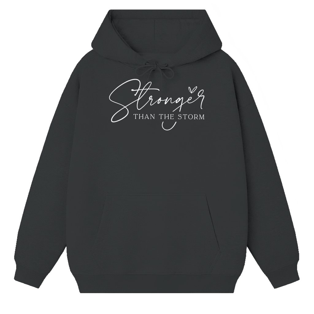 Stronger Than The Storm Hoodie – Inspirational Christian Religious Gift - front view