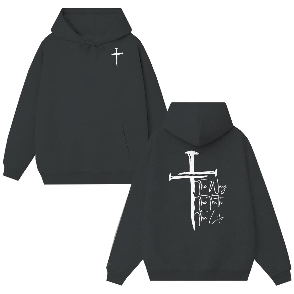 Christian Cross The Way The Truth The Life Hoodie – Christian Gift for Believers - front view