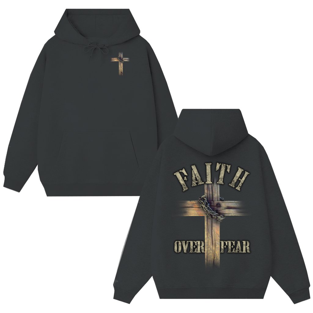 Faith Over Fear Hoodie – Christian Gift Inspiring - front view