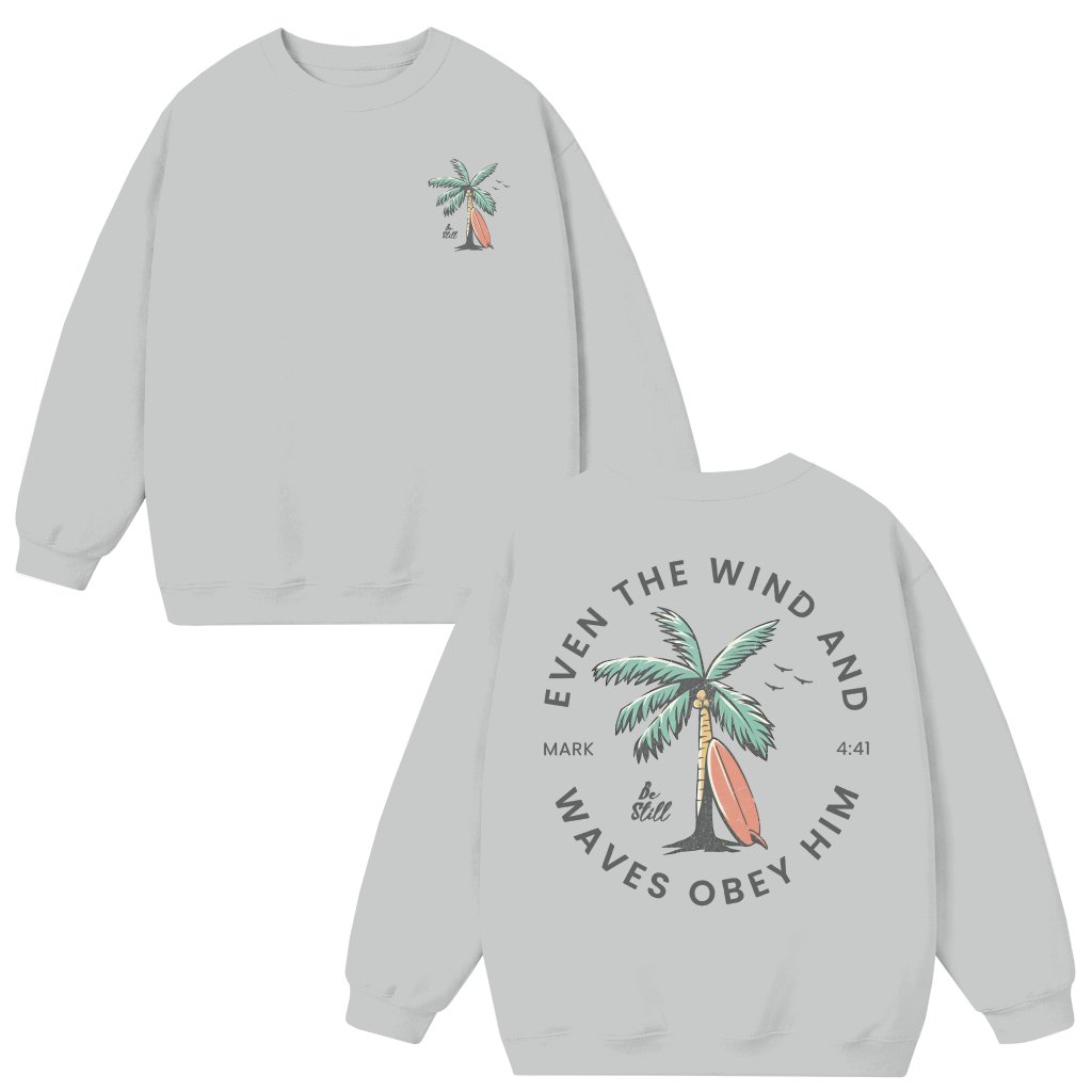 Christian Bible Verse Sweatshirt – Baptism Gift for Christian Oversized Beachy Ocean - front view