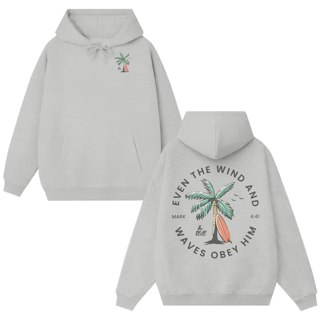Christian Bible Verse Hoodie – Gift for Him or Her Beachy Ocean Backprint - front view