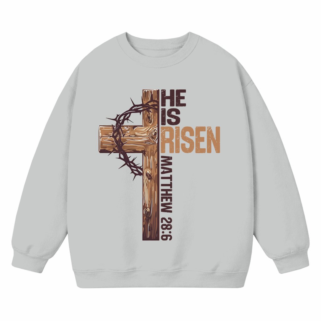 He Is Risen Cross Jesus Sweatshirt – Easter Christian Gift - front view
