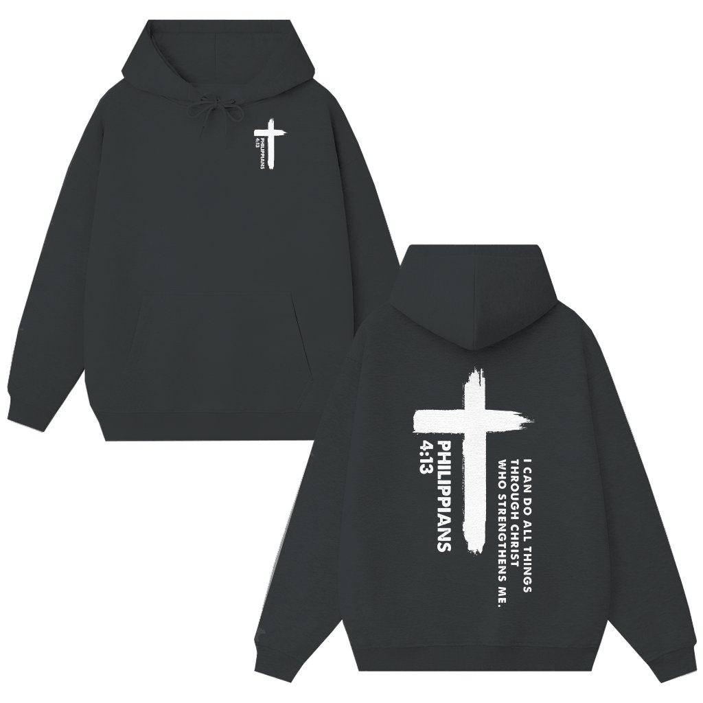 Philippians 4:13 Hoodie – Christian Gift for Men Women Faith-based - front view