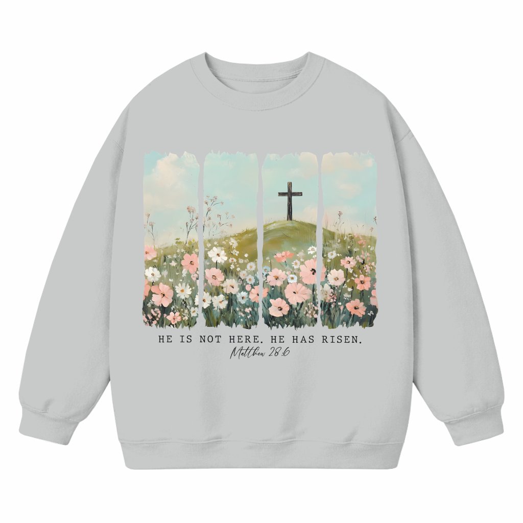 He Is Risen Wildflower Sweatshirt – Easter Gift for Women Trendy Cute - front view