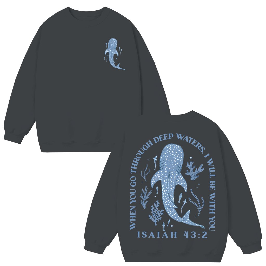 Beachy Whale Shark Jesus Sweatshirt – Gift for Women Trendy Christian - front view