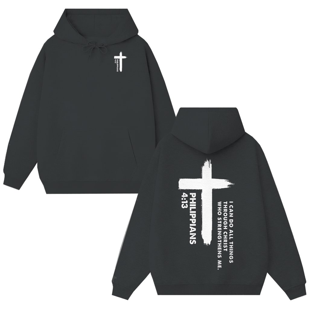 Inspiring Philippians 4:13 Hoodie – Christian Faith Gift for Him Her - front view