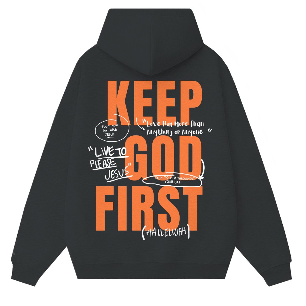 Keep God First Jesus Hoodie – Christian Faith Religious Gift for Believers - front view