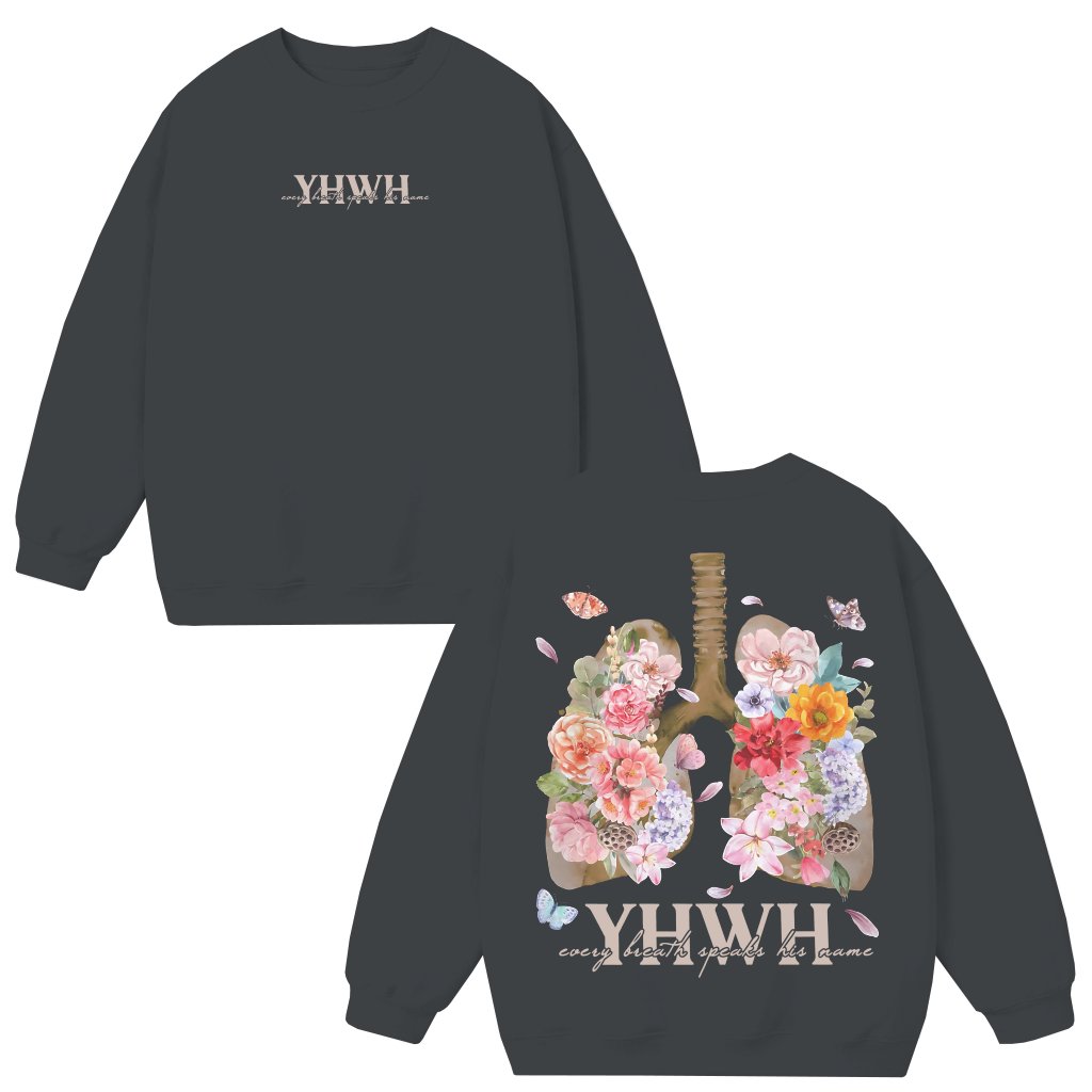 Christian Yhwh Lungs Sweatshirt – Religious Gift for Men and Women - front view