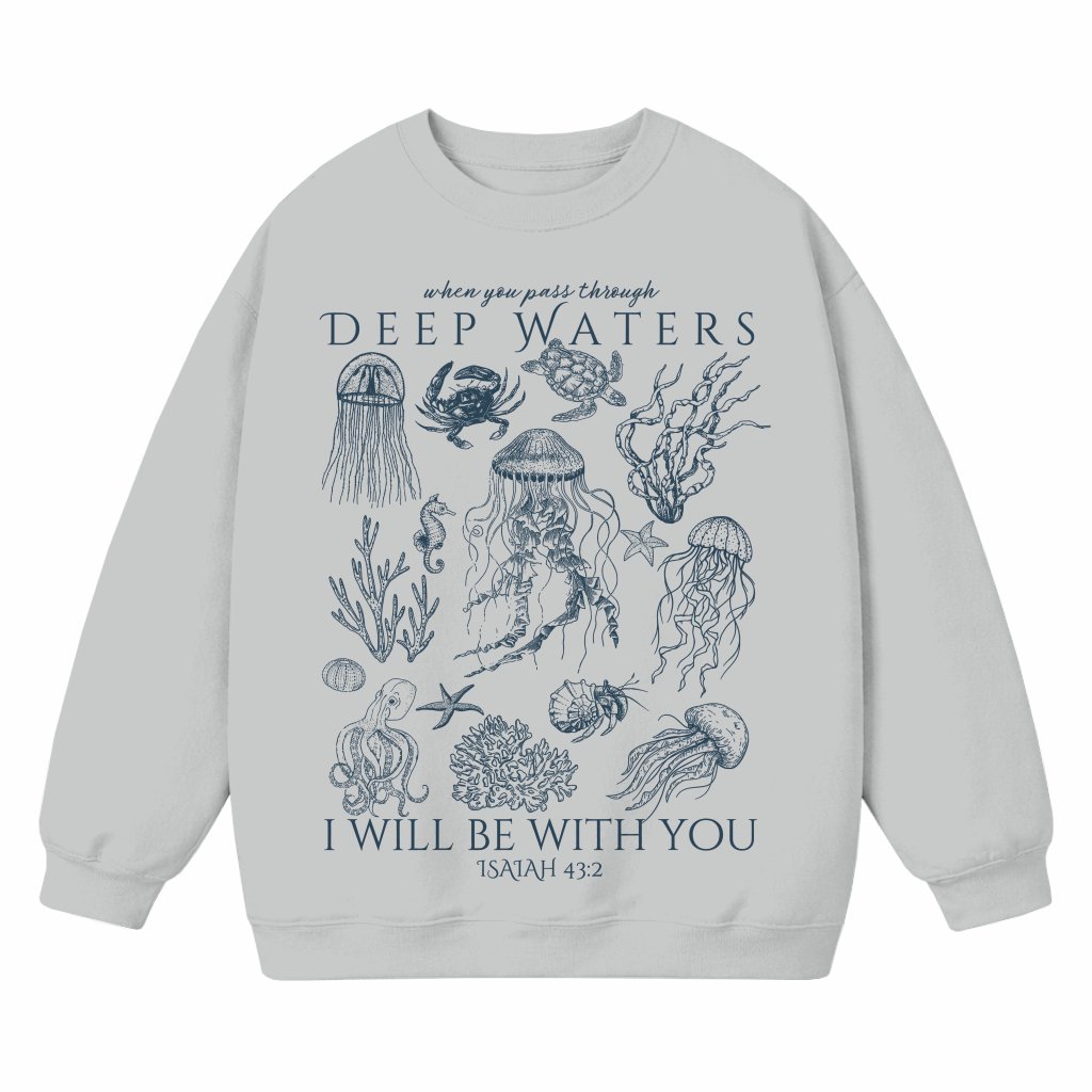 Ocean Animal Sweatshirt – Christian Gift Beachy Scripture Faith - front view
