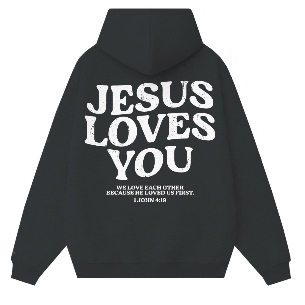 Jesus Loves You Hoodie – Christian Gift for Men Women Vintage - front view