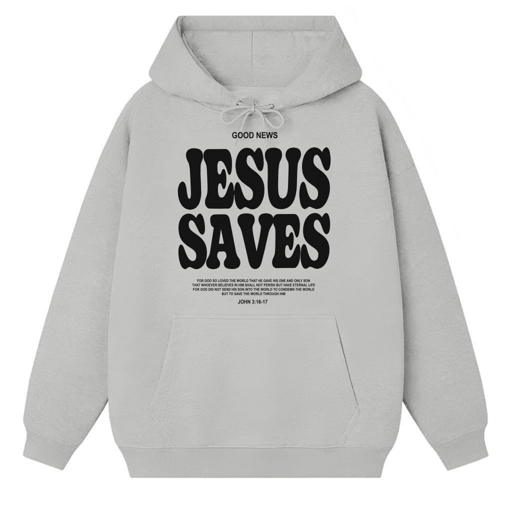 Jesus Saves Hoodie – Christian Gift for Men Trendy - front view