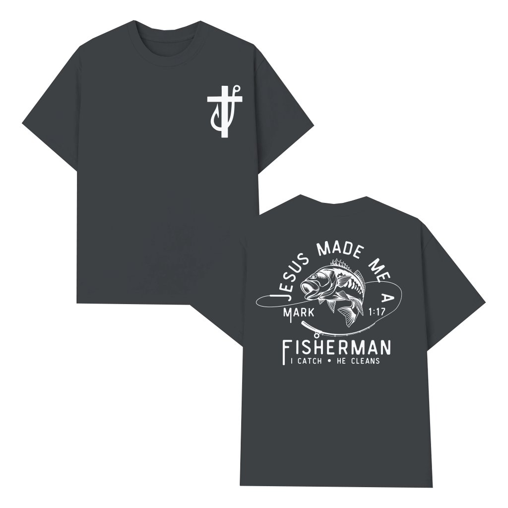 Jesus Fisherman T-shirt – Christian Fishing Gift for Men Faith Based - front view
