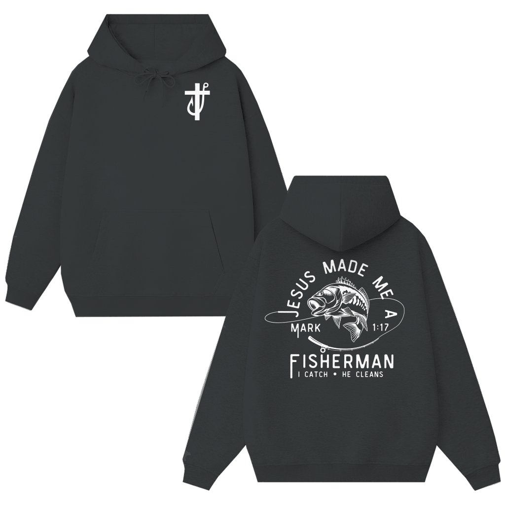 Christian Fishing Hoodie – Gift for Men Jesus Fisherman - front view