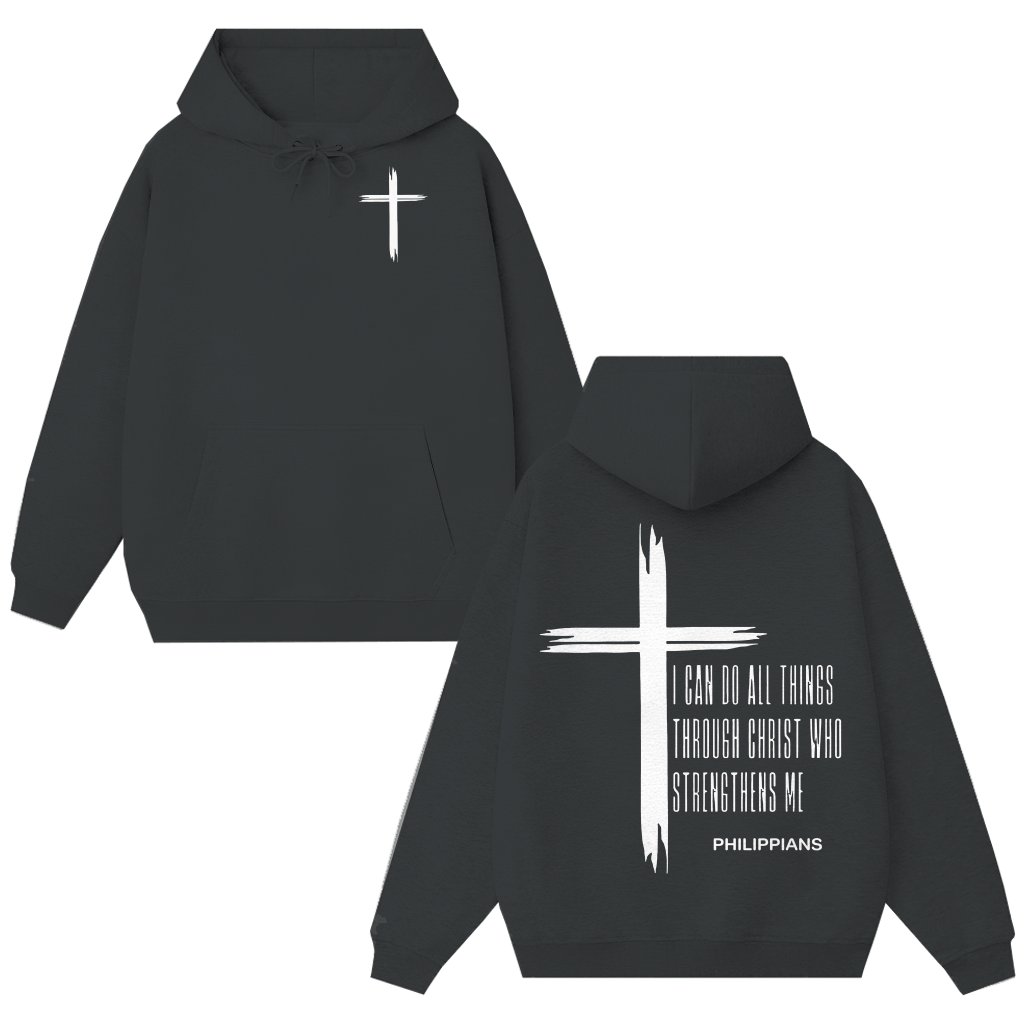 Philippians 4:13 Cross Scripture Hoodie – Gift for Christians - front view
