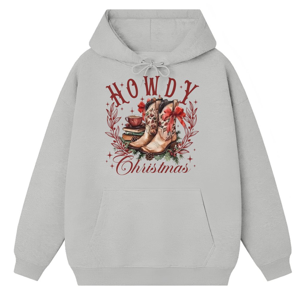 Christmas Cowgirl Boots Hoodie – Christmas Gift for Her Western Coquette Style - front view