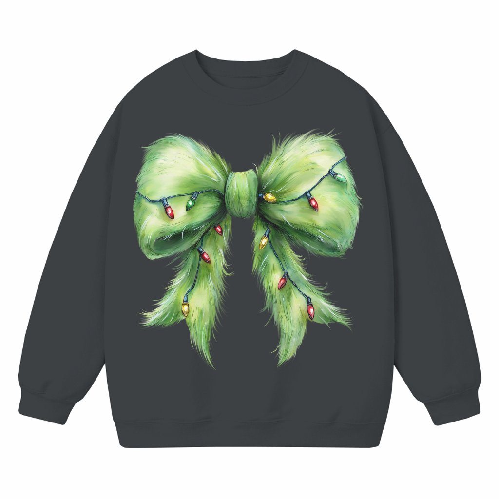 Cute Christmas Bow Sweatshirt – Christmas Gift for Women Festive Holiday - front view