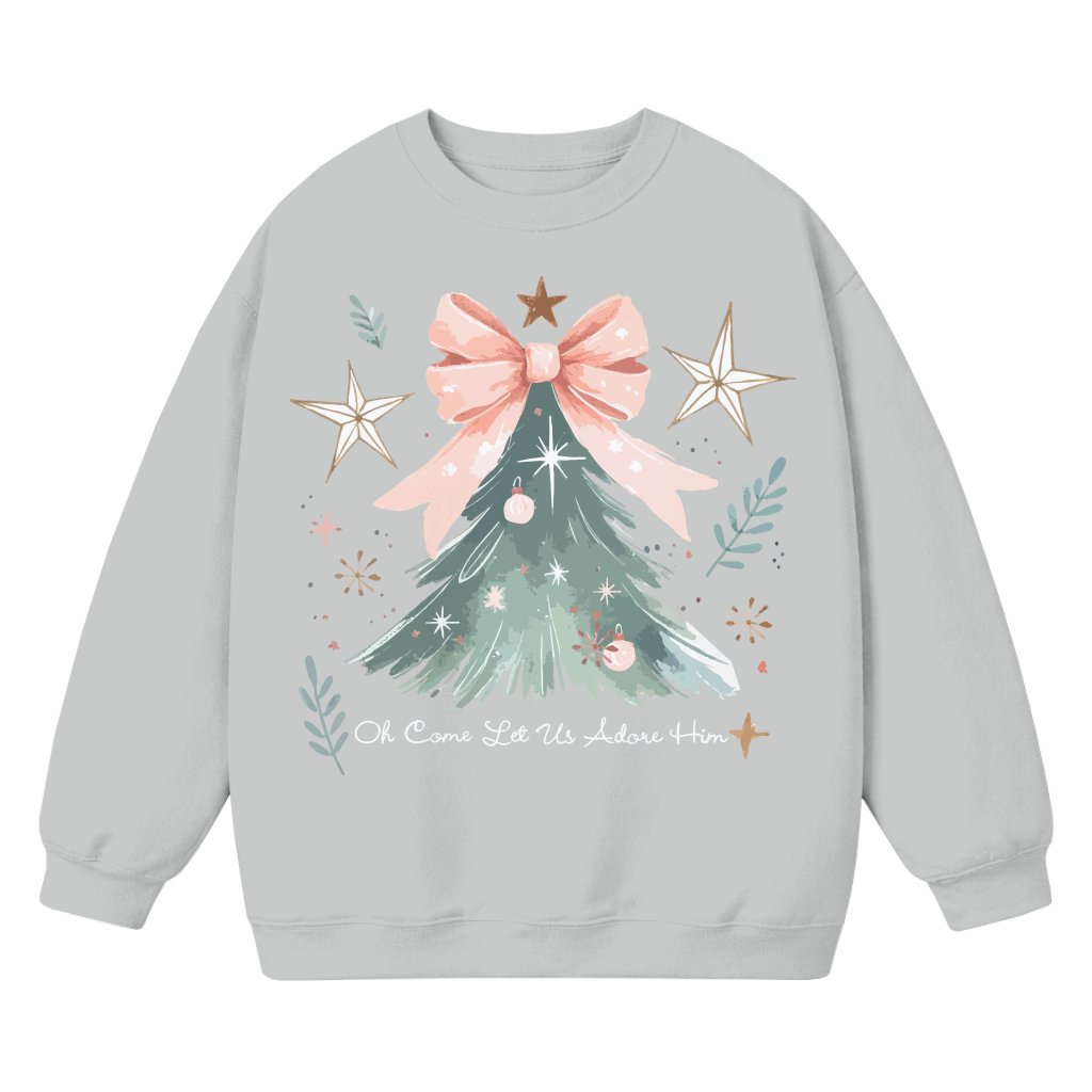 Oh Come Let Us Adore Him Sweatshirt – Christmas Jesus Gift - front view