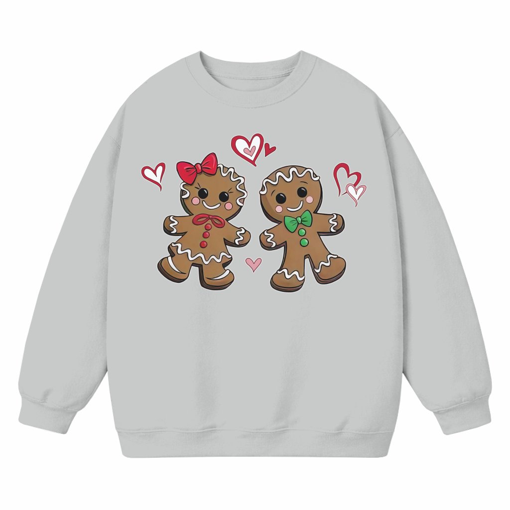 Cute Gingerbread Couple Sweatshirt – Christmas Gift for Women Trendy - front view