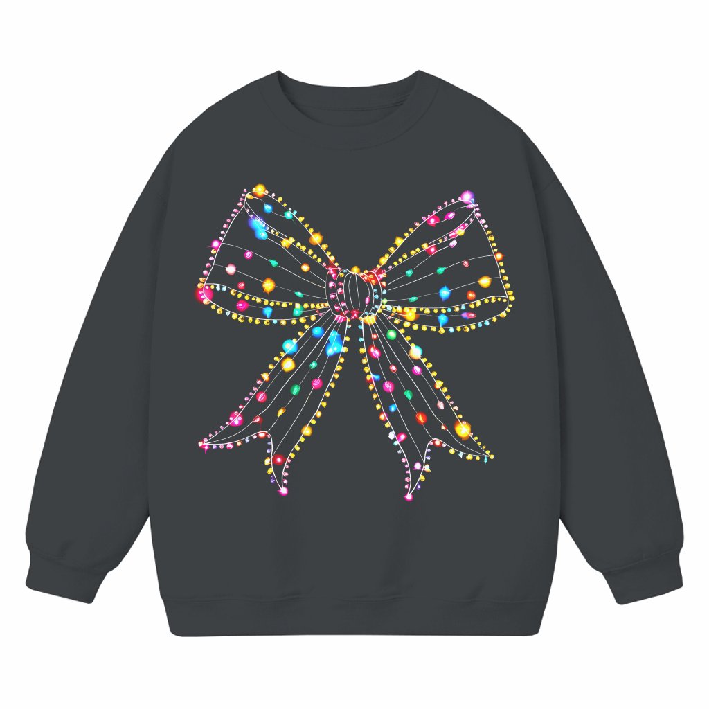 Coquette Bow Xmas Light Sweatshirt – Christmas Gift Trendy - front view
