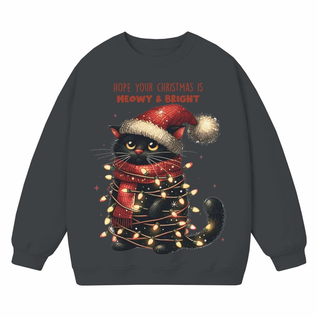 Meowy and Bright Cat Sweatshirt – Christmas Gift for Cat Lover Funny - front view