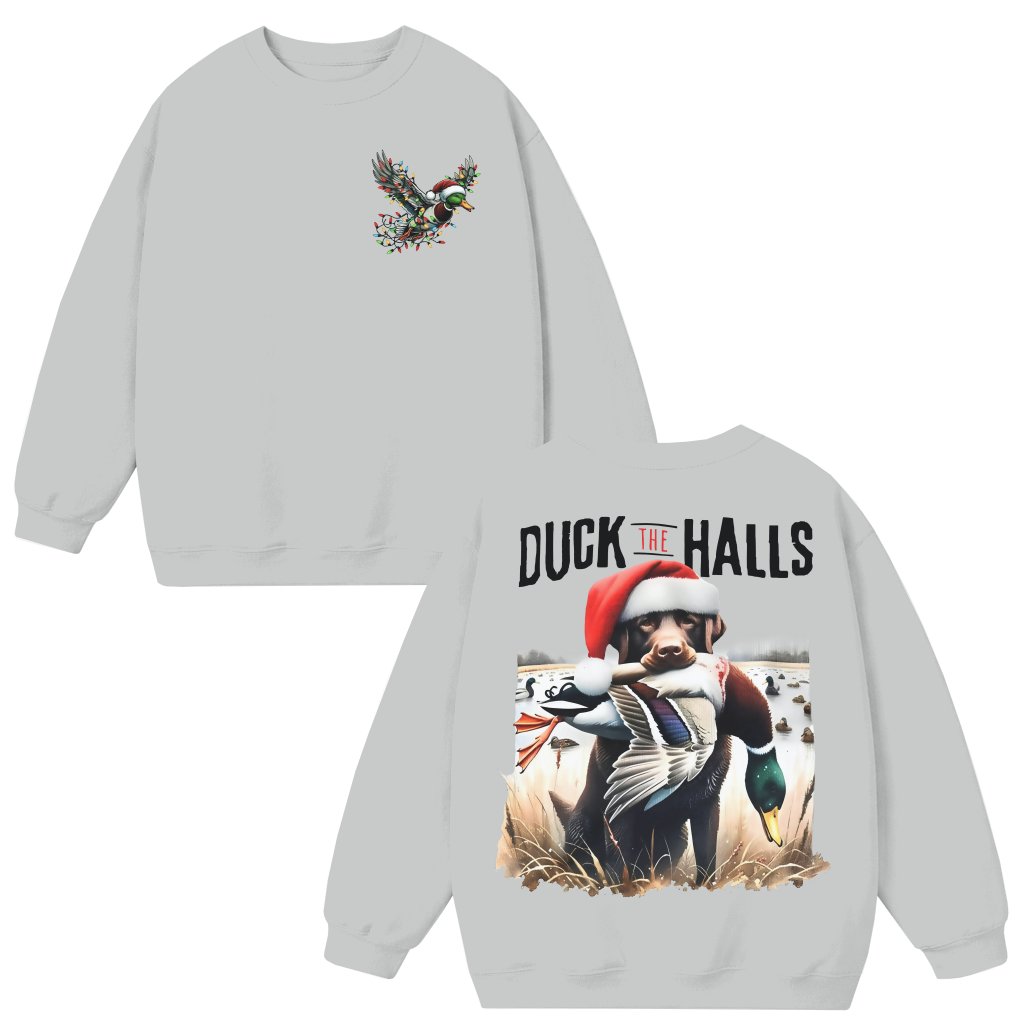 Duck Hunting Mallard Santa Sweatshirt – Christmas Gift for Dad Funny - front view