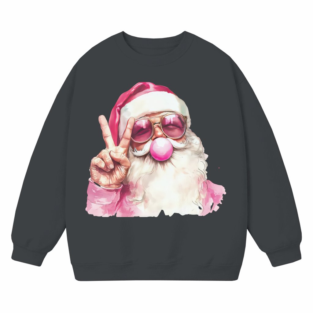 Retro Santa Sunglasses Bubble Sweatshirt – Christmas Gift Funny - front view