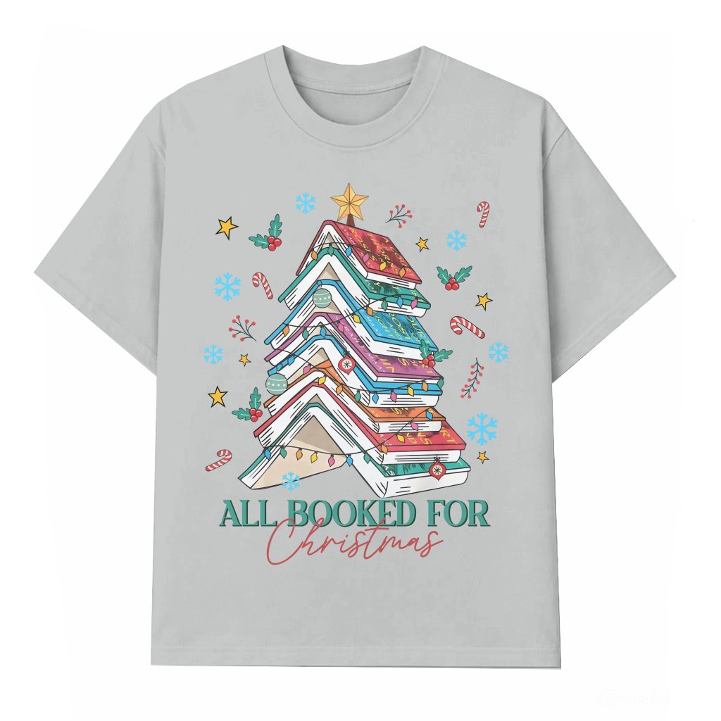 Bookworm Tee – Christmas Reader Gift for Women Funny Book Tree - front view