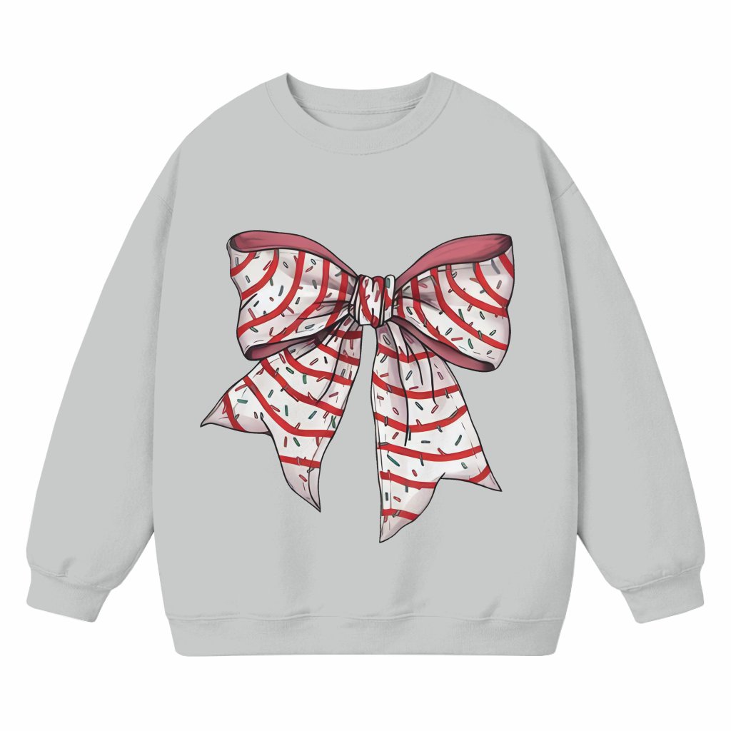 Christmas Cake Bow Sweatshirt – Christmas Gift for Women Cute Festive - front view