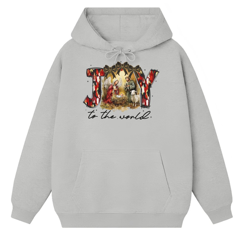 Joy To The World Nativity Hoodie – Christian Christmas Gift - front view