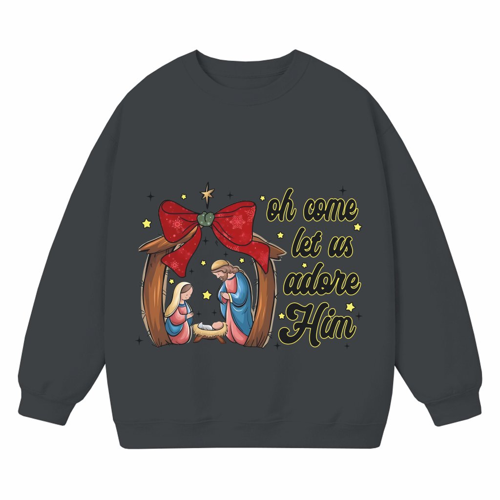 Sweatshirt Christmas – Jesus Oh Come Let Us Adore Him Christian Gift - front view