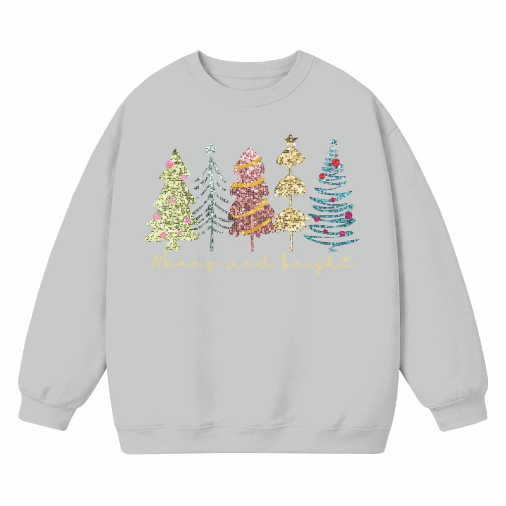 Merry Bright Christmas Tree Sweatshirt – Christmas Gift Trendy - front view