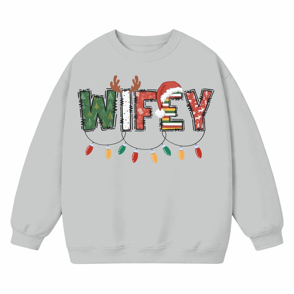 Wifey Hubby Matching Sweatshirt – Christmas Gift for Couple Funny - front view