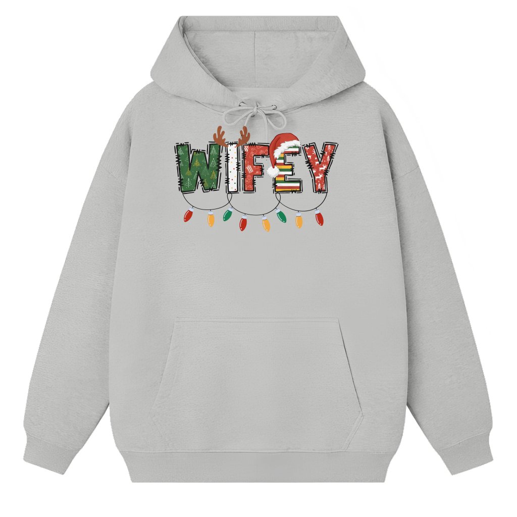 Wifey Hubby Hoodie – Christmas Gift for Couple Matching - front view