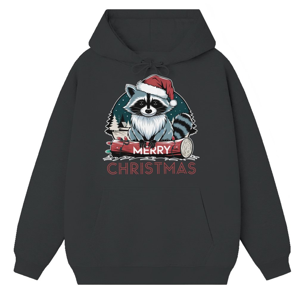 Funny Feral Racoon Hoodie – Christmas Unisex Gift - front view