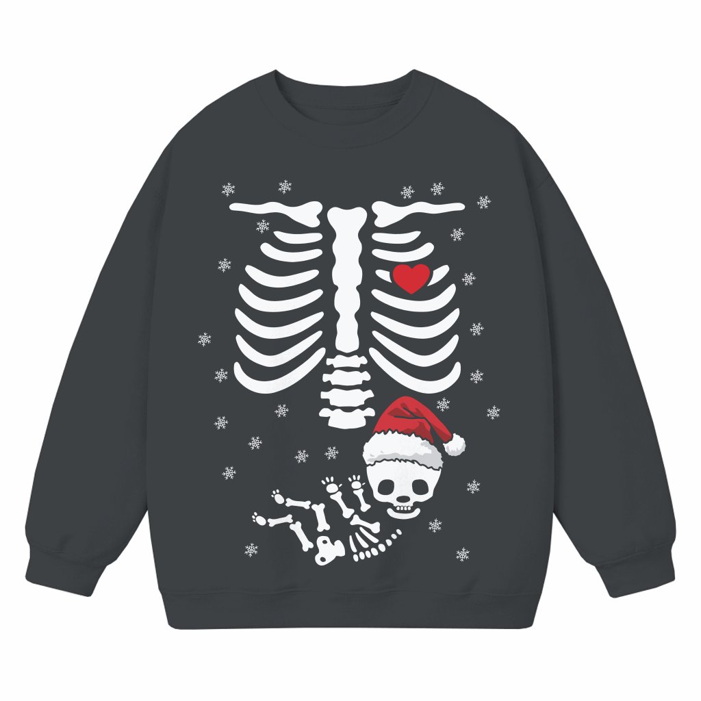 Funny Pregnant Skeleton Sweatshirt – Christmas Gift for Pregnant Mom Maternity X-Ray - front view