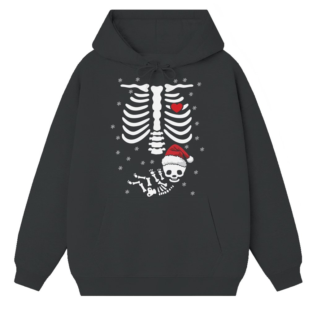 Funny Pregnant Skeleton Hoodie – Christmas Gift for Pregnant Mom - front view