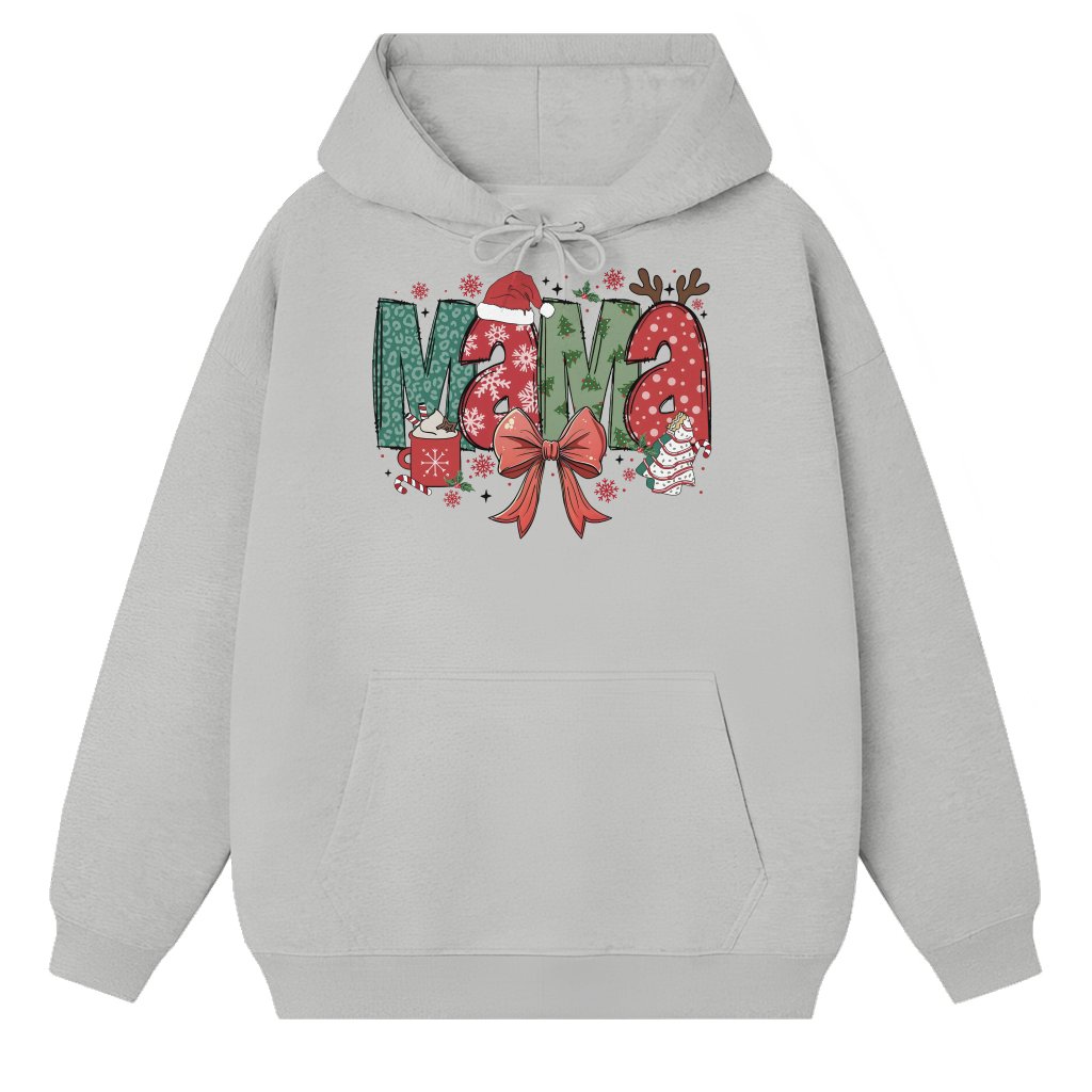 Trendy Santa Mama Bow Hoodie – Christmas Gift for Mama - front view