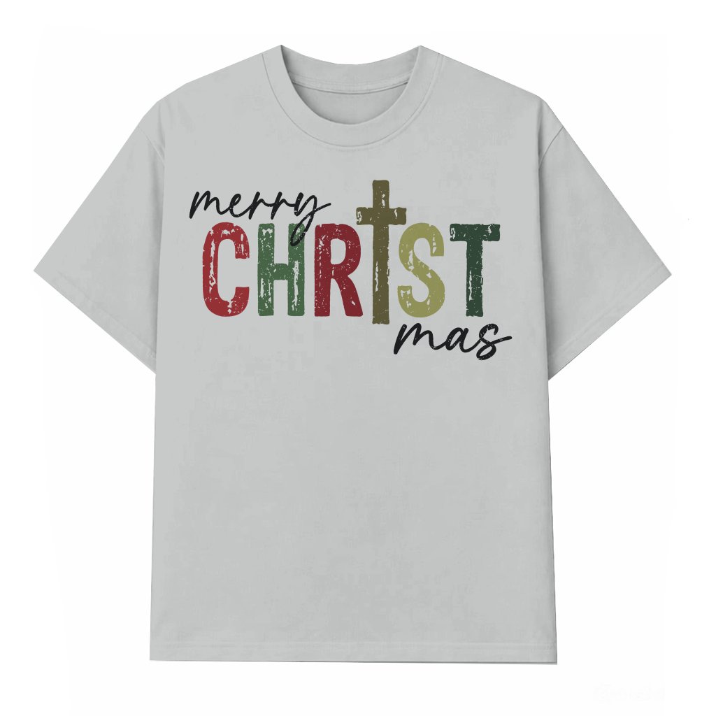 Christmas Cross T-shirt – Christmas Gift for Christian Religious Faith Vintage Retro - front view