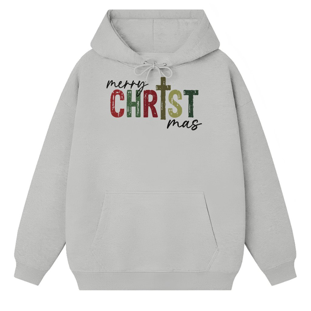 Religious Cross Hoodie – Christmas Gift for Christians Vintage Retro - front view