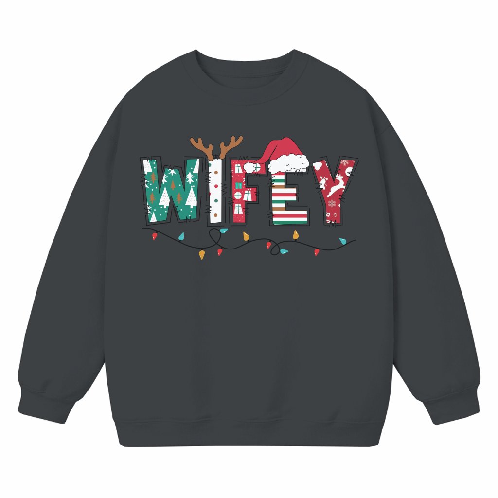 Wifey Hubby Sweatshirt – Christmas Gift for Couple Funny Matching - front view