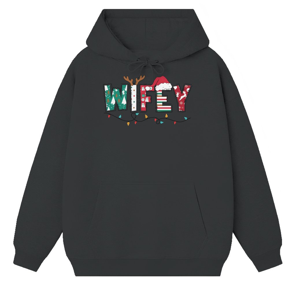 Wifey Hubby Matching Hoodie – Christmas Gift for Couples Funny - front view