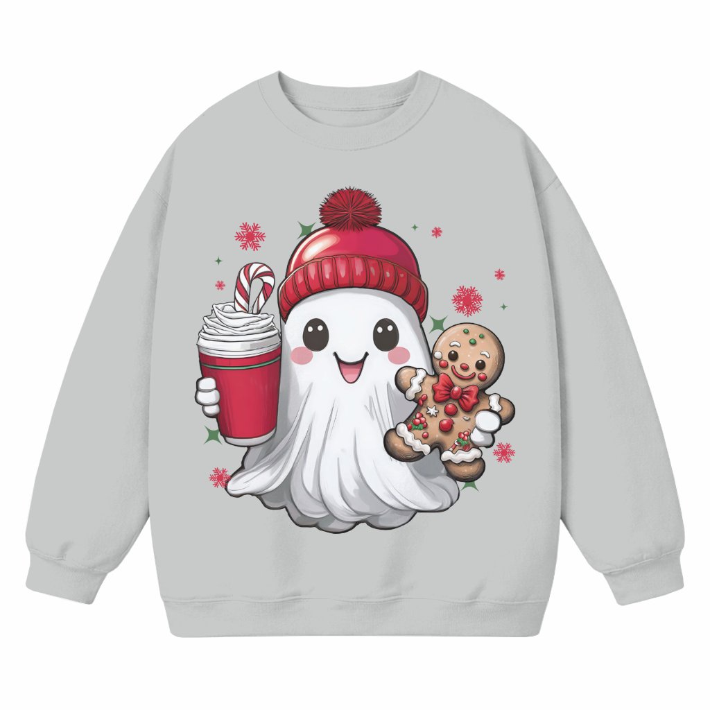 Christmas Ghost Iced Coffee Sweatshirt – Christmas Gift Cute Retro - front view
